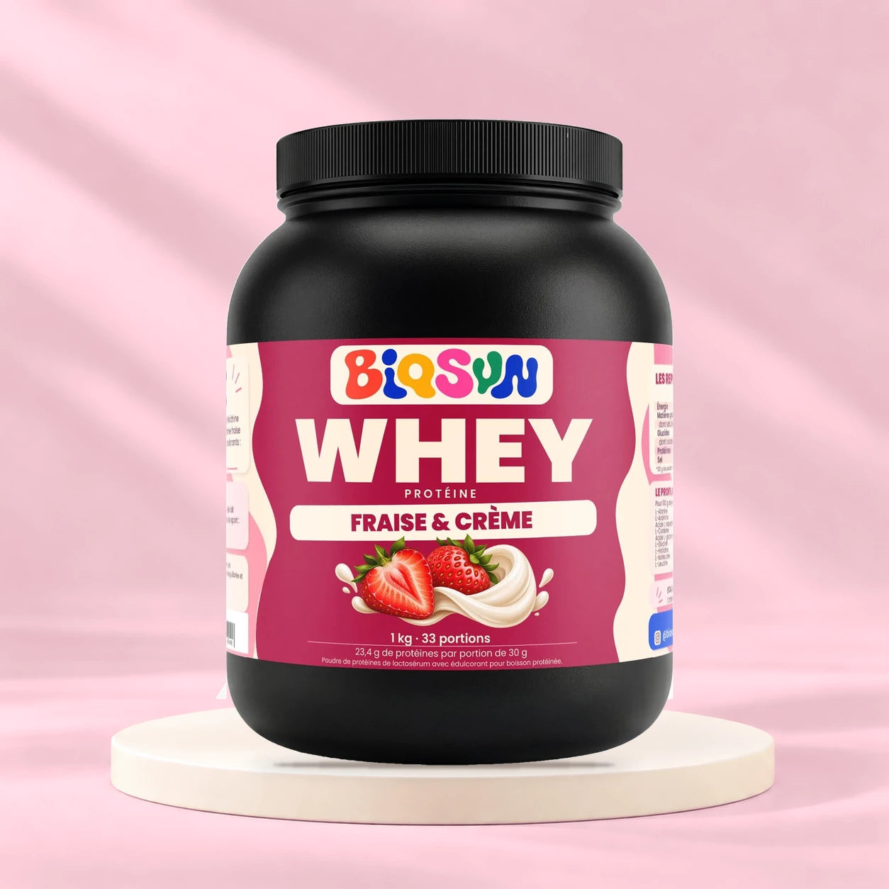 Whey fraise et crème - 1 kg